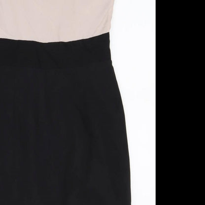 Coast Womens Black Colourblock Polyester Pencil Dress Size 12 Boat Neck Zip