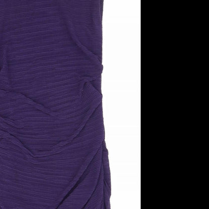 Phase Eight Womens Purple Polyester Bodycon Size S Mock Neck Zip