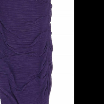 Phase Eight Womens Purple Polyester Bodycon Size S Mock Neck Zip