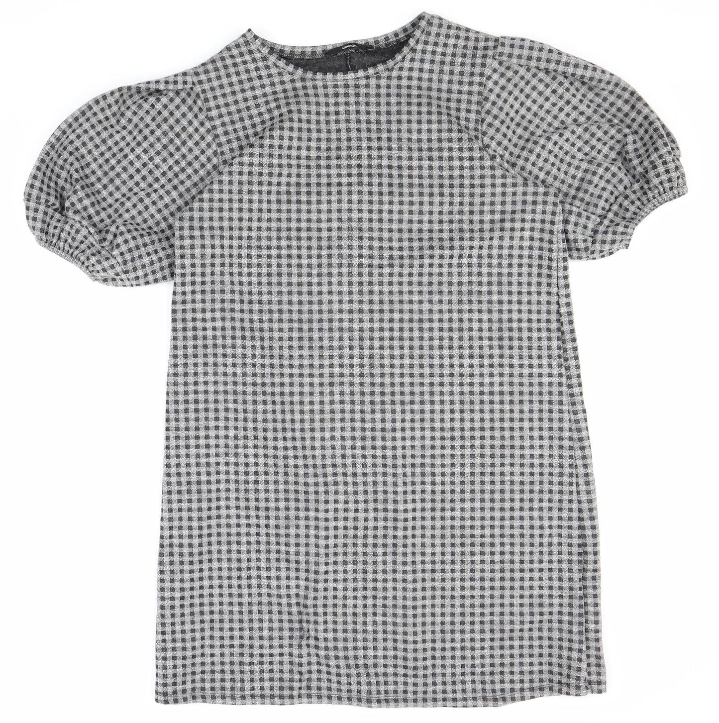 George Womens Grey Check Polyester Shift Size 14 Round Neck Pullover