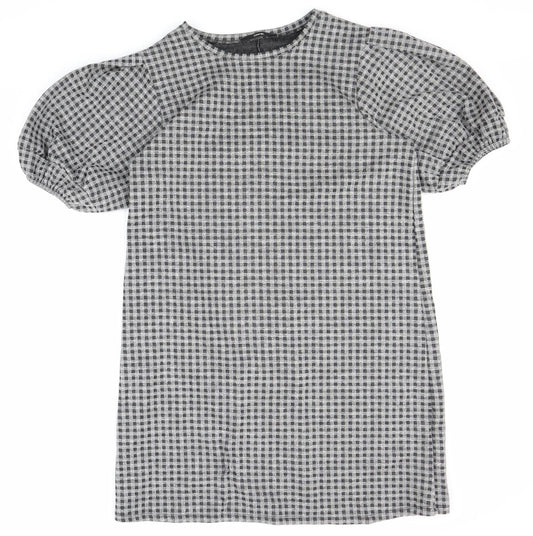 George Womens Grey Check Polyester Shift Size 14 Round Neck Pullover