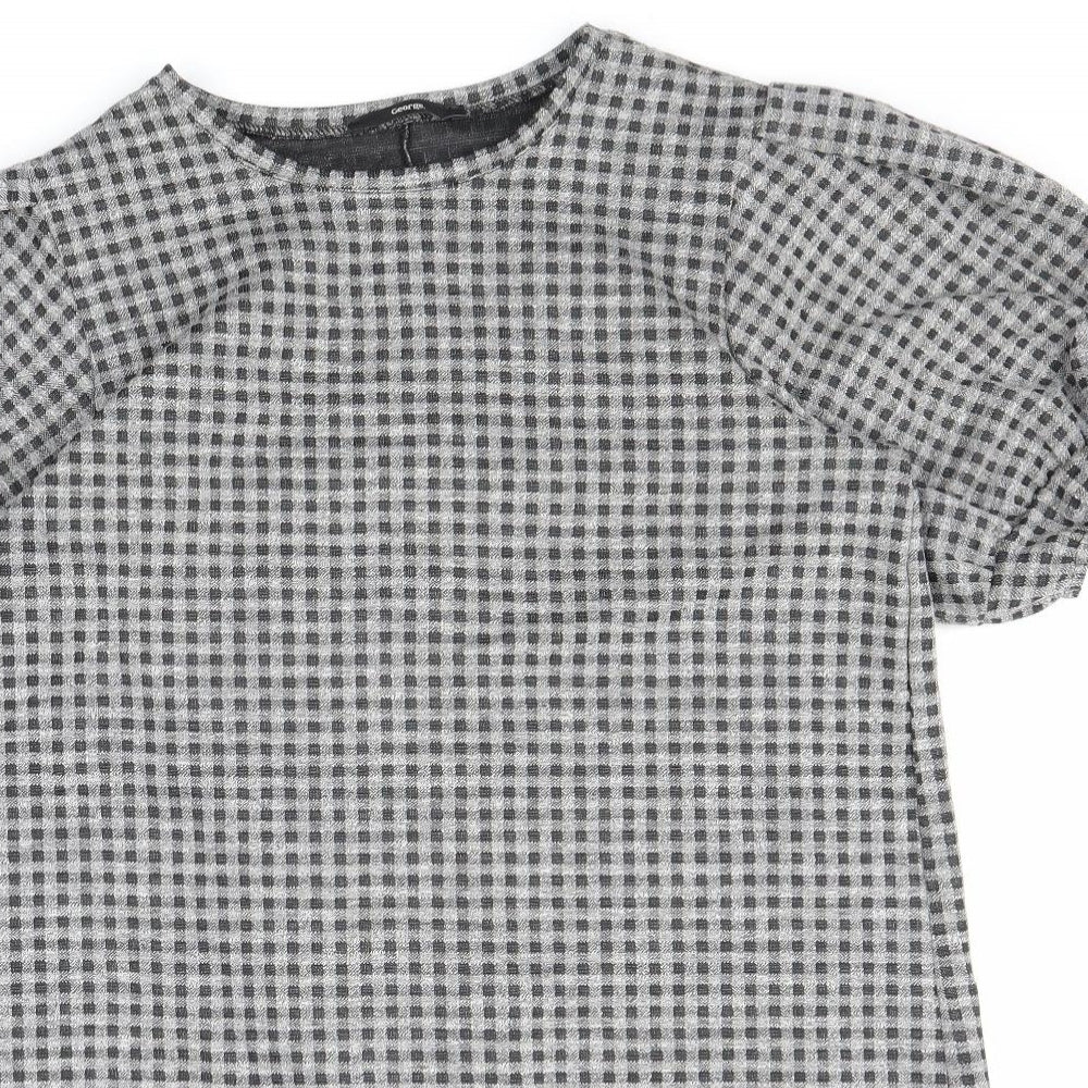 George Womens Grey Check Polyester Shift Size 14 Round Neck Pullover