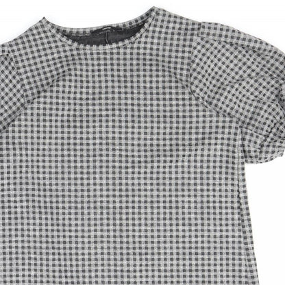 George Womens Grey Check Polyester Shift Size 14 Round Neck Pullover