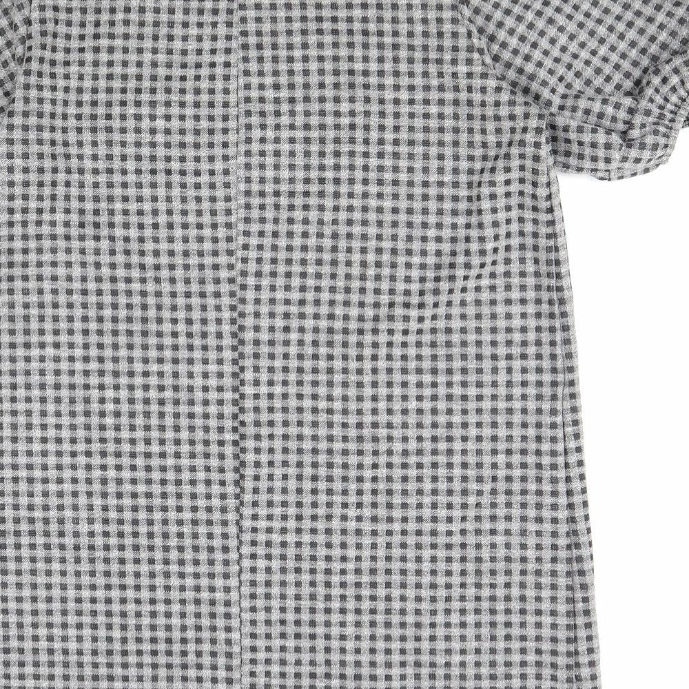 George Womens Grey Check Polyester Shift Size 14 Round Neck Pullover