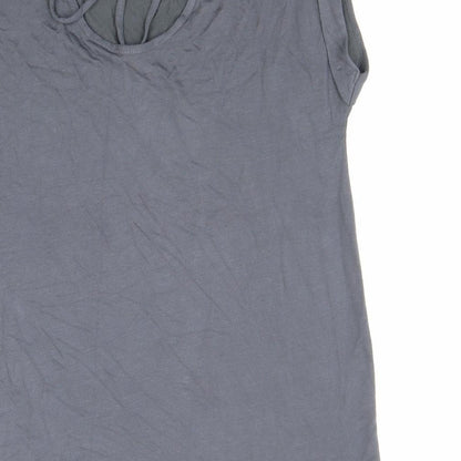 BONMARCHE Womens Grey Modal Basic T-Shirt Size 10 Round Neck - Metallic Detail
