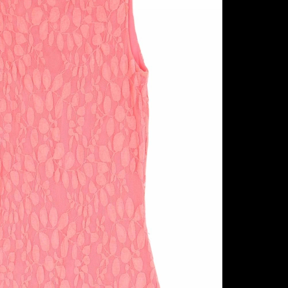 Pilot Womens Pink Geometric Cotton Bodycon Size 10 Boat Neck Zip