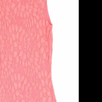 Pilot Womens Pink Geometric Cotton Bodycon Size 10 Boat Neck Zip