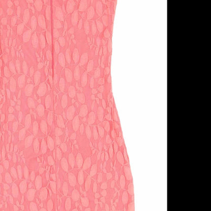 Pilot Womens Pink Geometric Cotton Bodycon Size 10 Boat Neck Zip