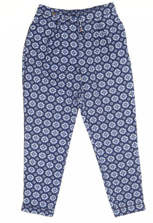 Phase Eight Womens Blue Geometric Polyester Trousers Size 10 Regular