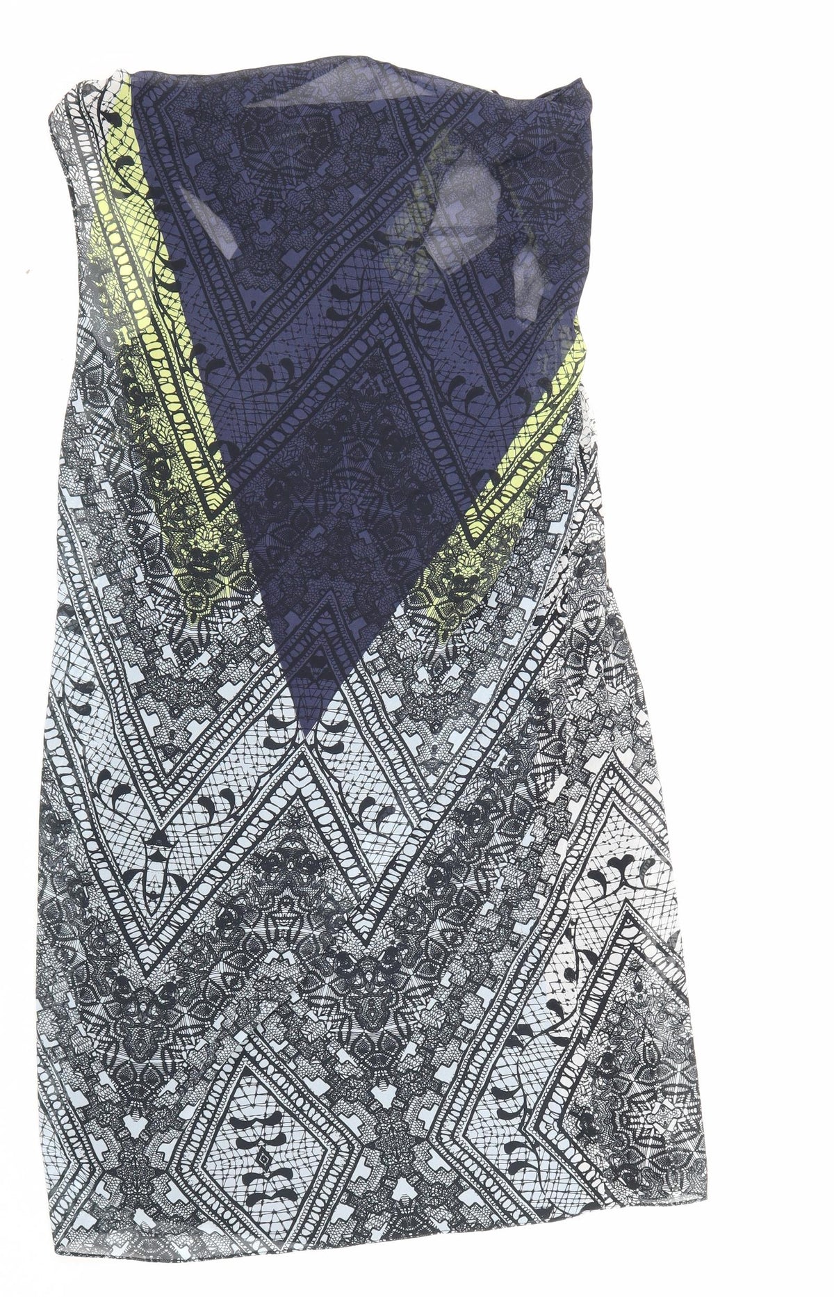 Warehouse Womens Multicoloured Geometric Polyester Shift Size 12 Cowl Neck