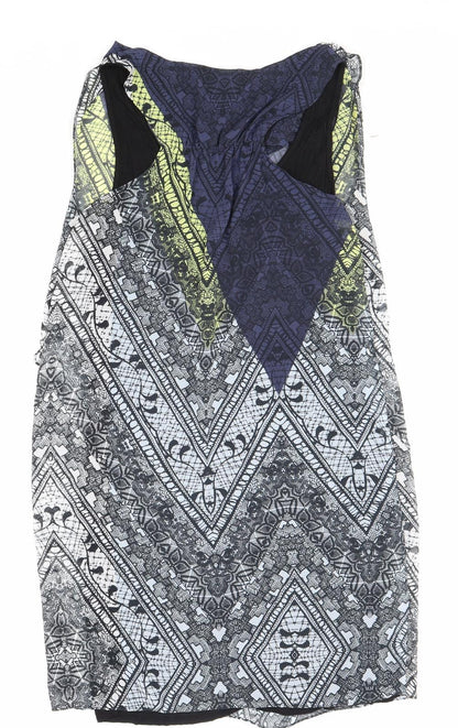 Warehouse Womens Multicoloured Geometric Polyester Shift Size 12 Cowl Neck