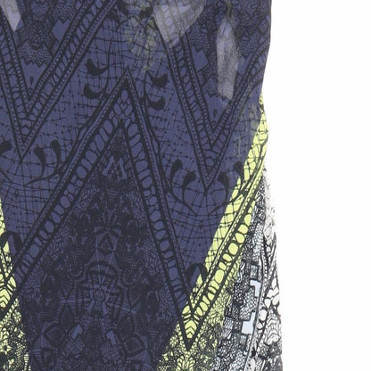 Warehouse Womens Multicoloured Geometric Polyester Shift Size 12 Cowl Neck