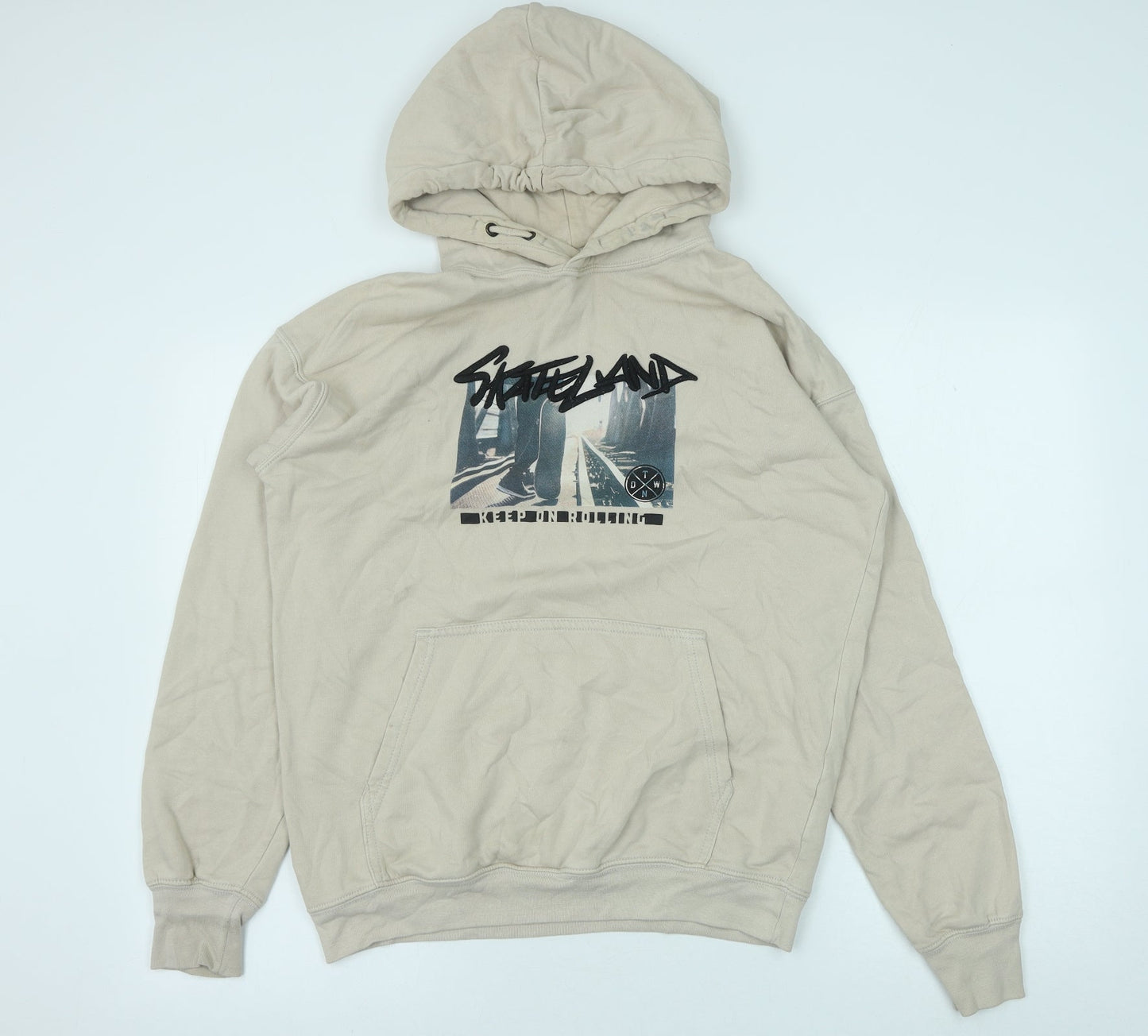 H&M Girls Beige Cotton Pullover Hoodie Size 14 Years Pullover - Skateland