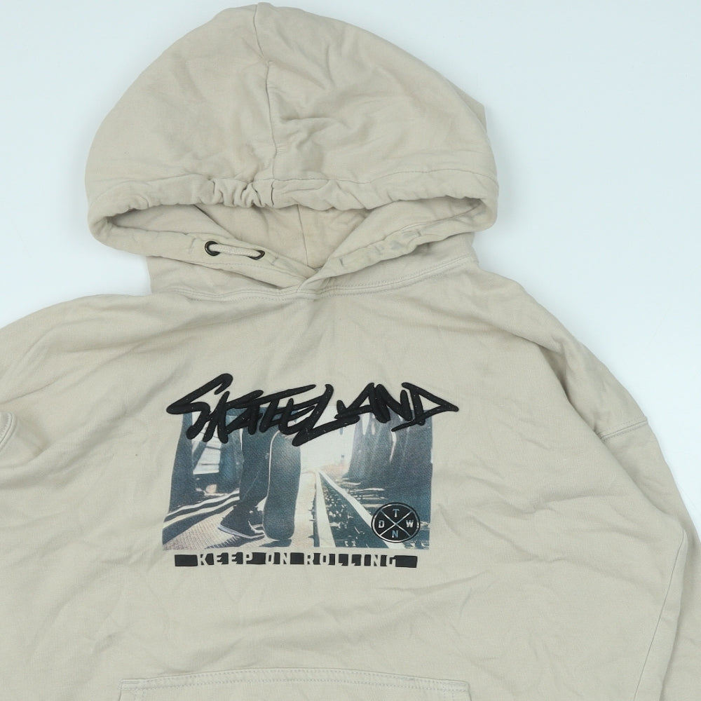 H&M Girls Beige Cotton Pullover Hoodie Size 14 Years Pullover - Skateland