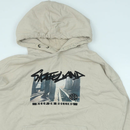 H&M Girls Beige Cotton Pullover Hoodie Size 14 Years Pullover - Skateland