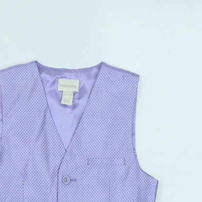 Monsoon Boys Purple Geometric Jacket Waistcoat Size 7 Years Button