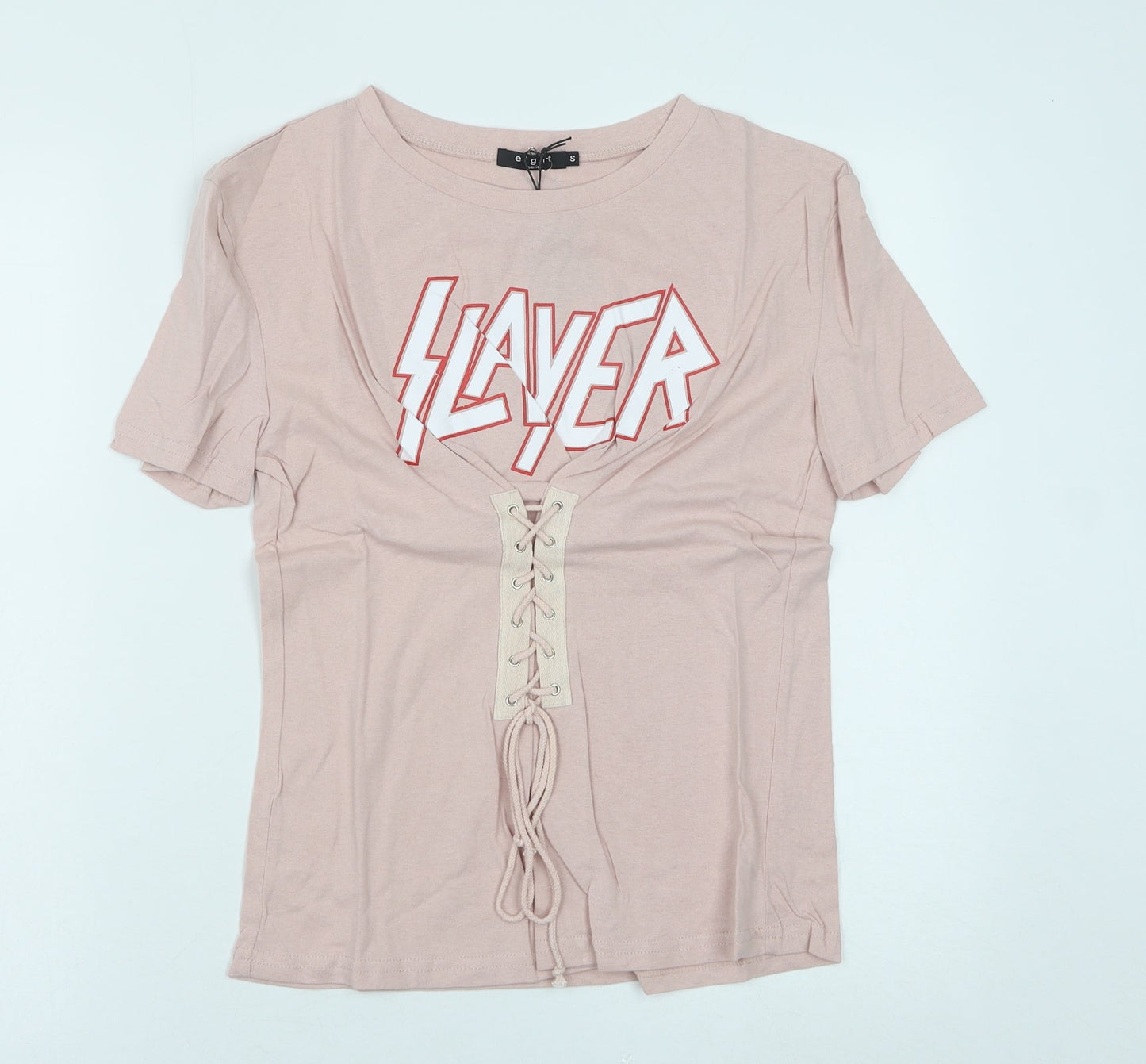 Womens UK Size S Eight Pink Basic T-Shirt