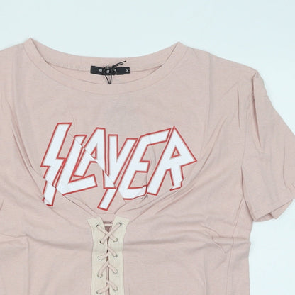 Womens UK Size S Eight Pink Basic T-Shirt