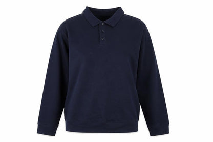 Easy Womens Blue Herringbone Polyester Pullover Sweatshirt Size XL Button