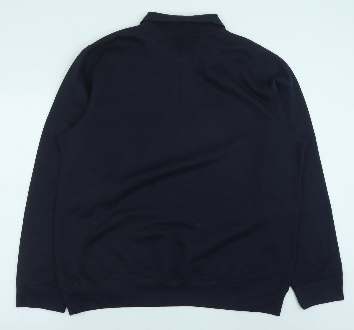Easy Womens Blue Herringbone Polyester Pullover Sweatshirt Size XL Button
