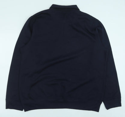 Easy Womens Blue Herringbone Polyester Pullover Sweatshirt Size XL Button