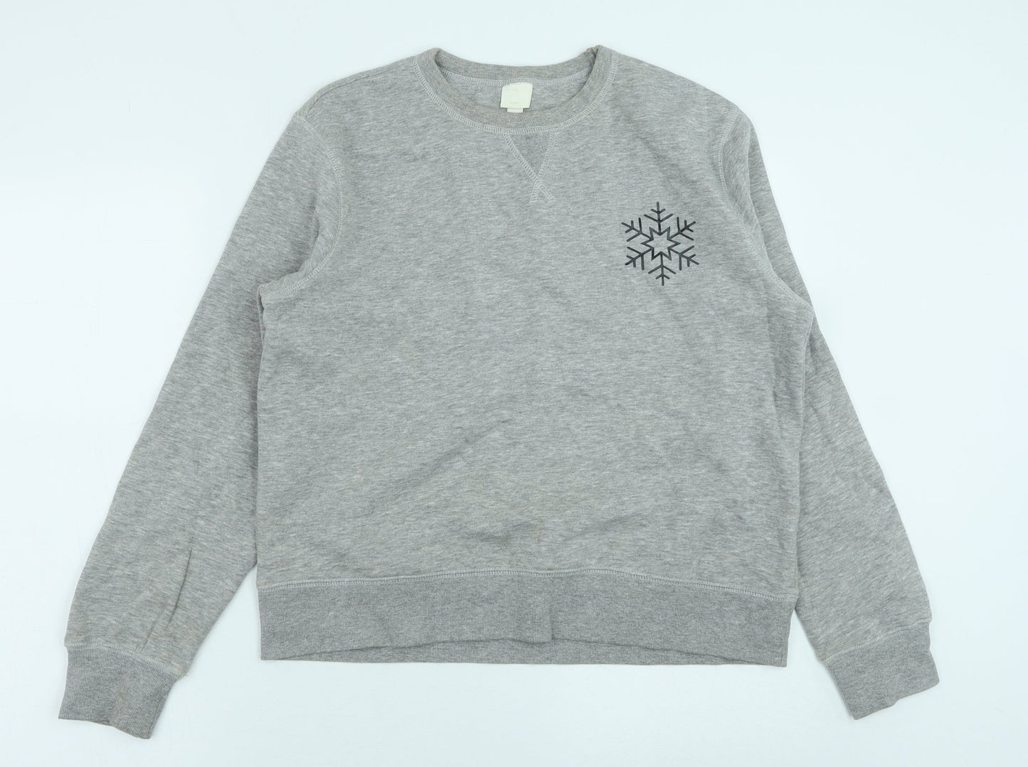H&M Womens Grey Cotton Pullover Sweatshirt Size M Pullover - Christmas Jumper