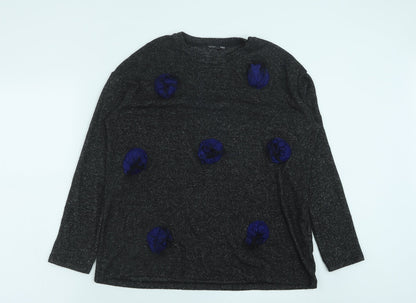 Zara Womens Grey Cotton Pullover Sweatshirt Size M Pullover