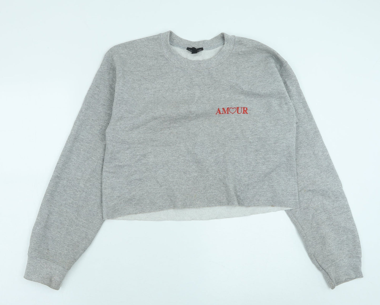 Topshop Womens Grey Cotton Pullover Sweatshirt Size S Pullover - Amour
