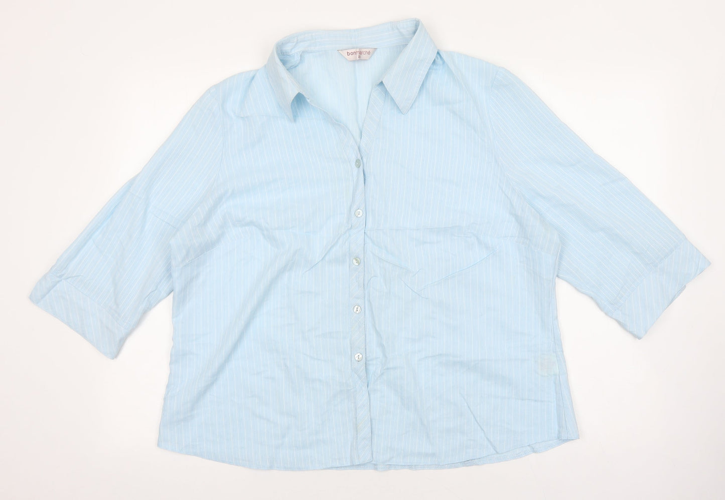 Womens UK Size 22 Bonmarché Blue Basic Button-Up