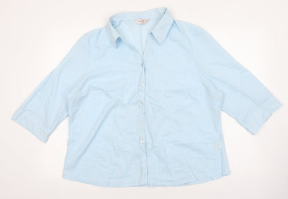 Womens UK Size 22 Bonmarché Blue Basic Button-Up