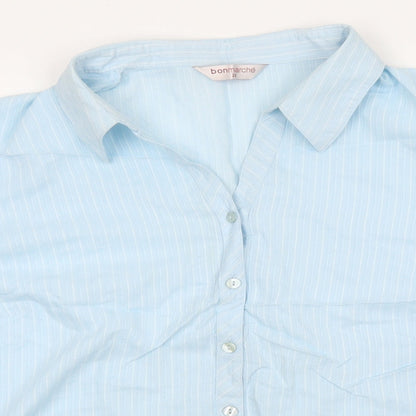 Womens UK Size 22 Bonmarché Blue Basic Button-Up