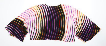 Monique Womens Multicoloured Geometric Polyester Cropped Blouse Size 14 Round Neck - Angel Sleeve