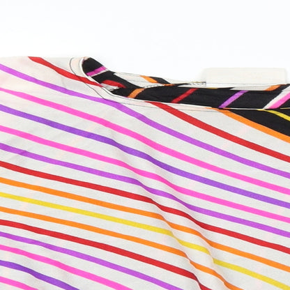 Monique Womens Multicoloured Geometric Polyester Cropped Blouse Size 14 Round Neck - Angel Sleeve