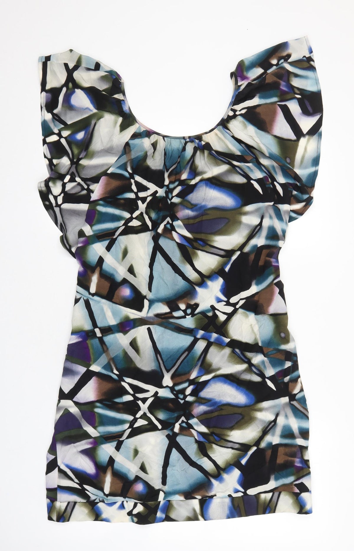 Warehouse Womens Multicoloured Geometric Polyester Shift Size 14 Scoop Neck Pullover