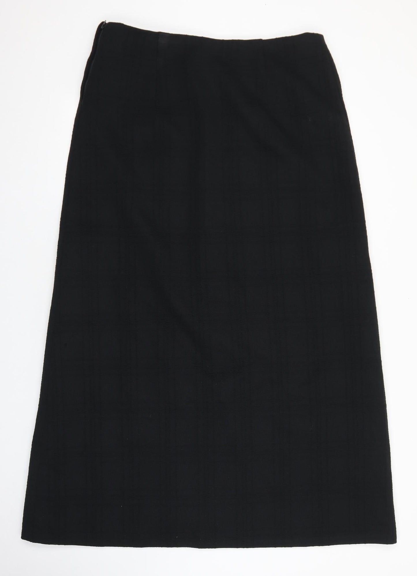 A Norman Martin Model Womens Black Geometric Polyester Flare Skirt Size 36 Zip