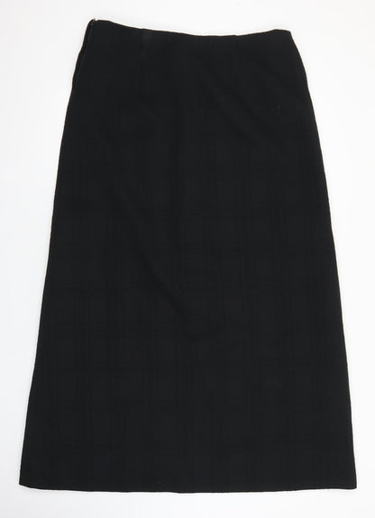 A Norman Martin Model Womens Black Geometric Polyester Flare Skirt Size 36 Zip
