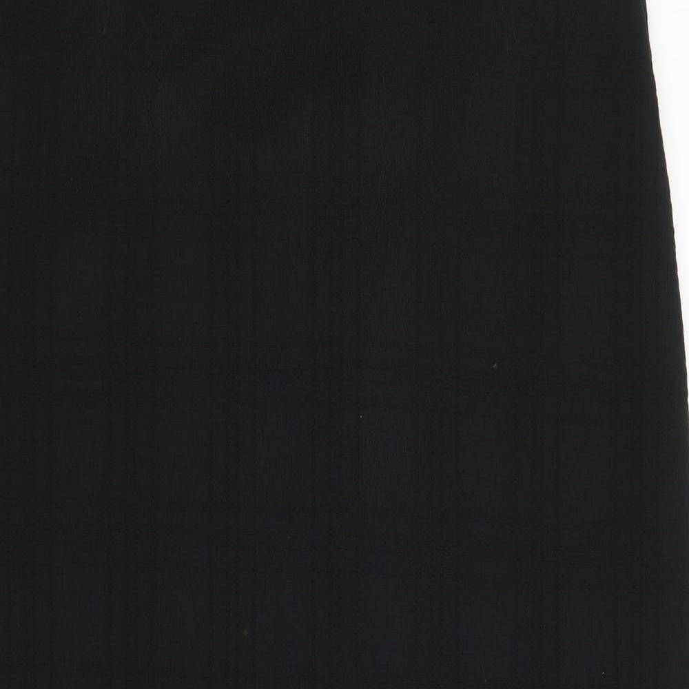 A Norman Martin Model Womens Black Geometric Polyester Flare Skirt Size 36 Zip