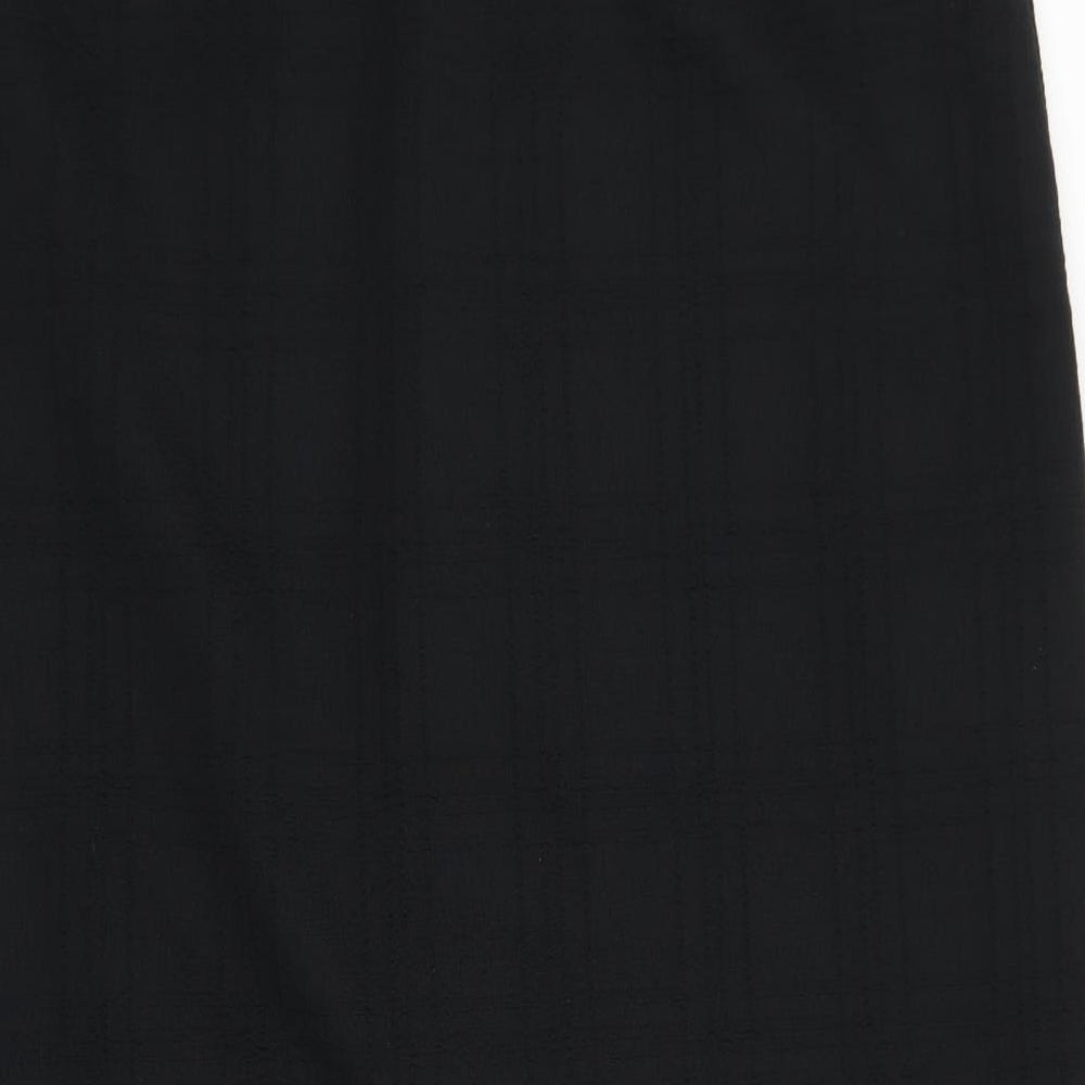 A Norman Martin Model Womens Black Geometric Polyester Flare Skirt Size 36 Zip