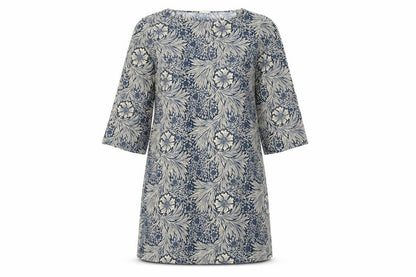 H&M Womens Blue Floral Polyester Shift Size 4 Boat Neck Pullover
