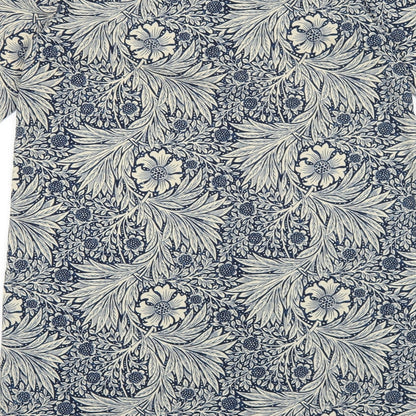 H&M Womens Blue Floral Polyester Shift Size 4 Boat Neck Pullover