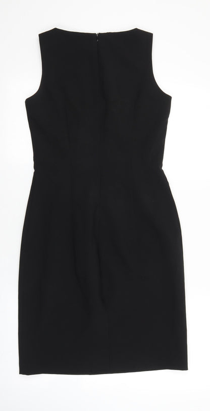 NL Collection Womens Black Polyester Shift Size 10 Boat Neck Zip