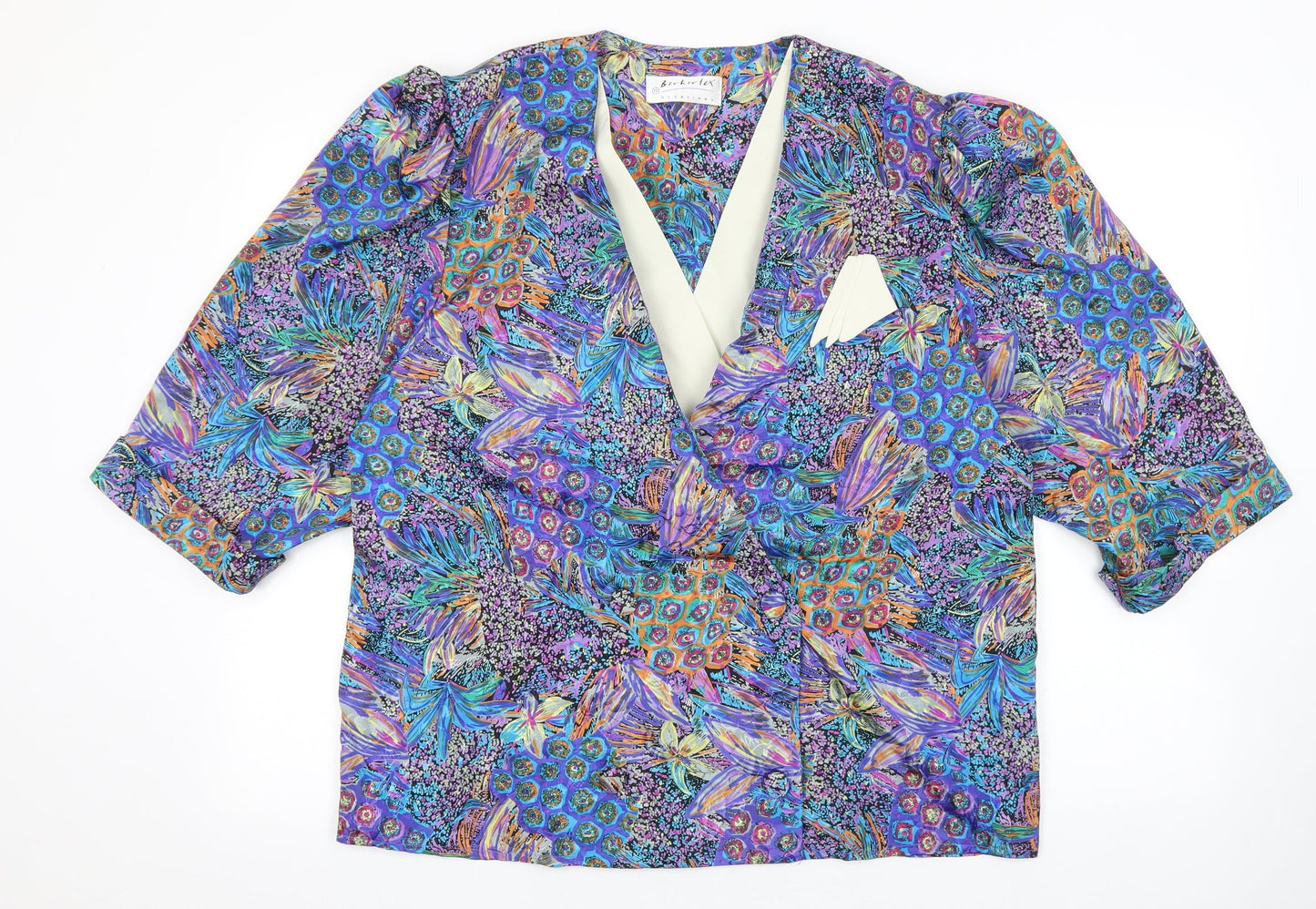 Berkertex Womens Multicoloured Geometric Polyester Basic Blouse Size 16 V-Neck