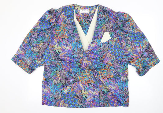 Berkertex Womens Multicoloured Geometric Polyester Basic Blouse Size 16 V-Neck