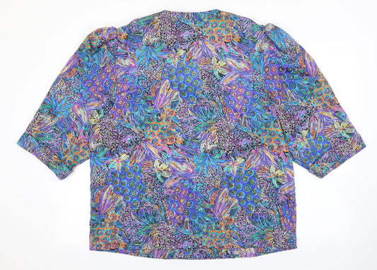 Berkertex Womens Multicoloured Geometric Polyester Basic Blouse Size 16 V-Neck