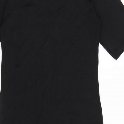 New Look Womens Black Nylon T-Shirt Dress Size 12 Mock Neck Pullover