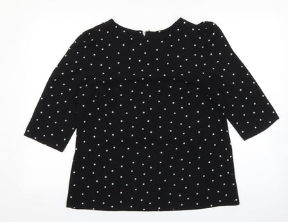 Dorothy Perkins Womens Black Polka Dot Polyester Basic Blouse Size 12 Round Neck