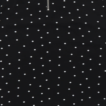 Dorothy Perkins Womens Black Polka Dot Polyester Basic Blouse Size 12 Round Neck