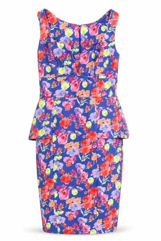 Preworn Womens Multicoloured Floral Elastane A-Line Size 10 V-Neck Zip