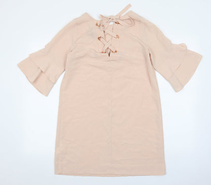 Primark Womens Pink Polyester A-Line Size 10 Round Neck Tie