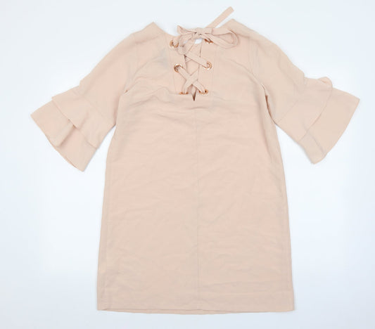 Primark Womens Pink Polyester A-Line Size 10 Round Neck Tie